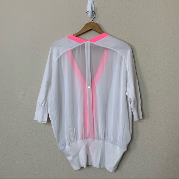 Karen Millen Sporty Pink White Zip Top Short Sleeve Mesh Cardigan US Size 4 UK 8 - Picture 2 of 10